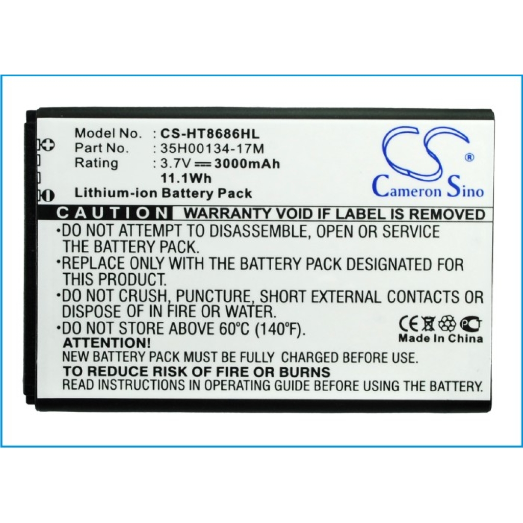 Yhteensopiva akun vaihto HTC 35H00134-17M