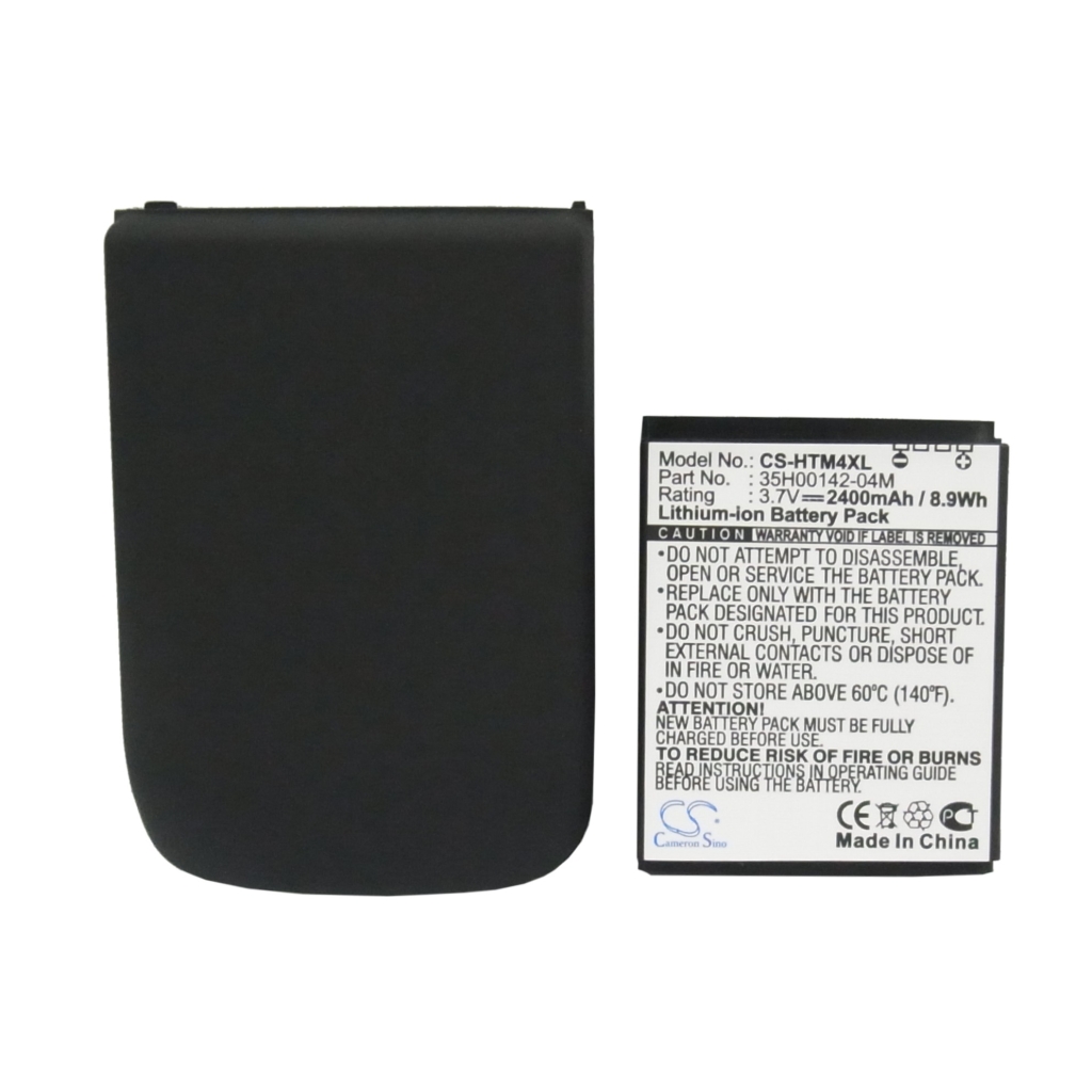 CS-HTM4XL battery spec label 3.7V 2400mAh Li-ion + flat black extended cover HTC