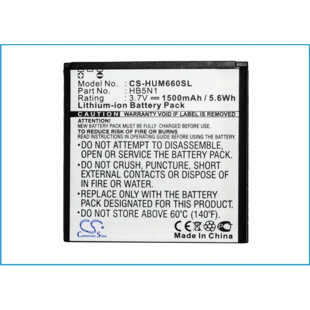 Yhteensopiva akun vaihto Huawei BCC1023,HB5N1,HB5N1H