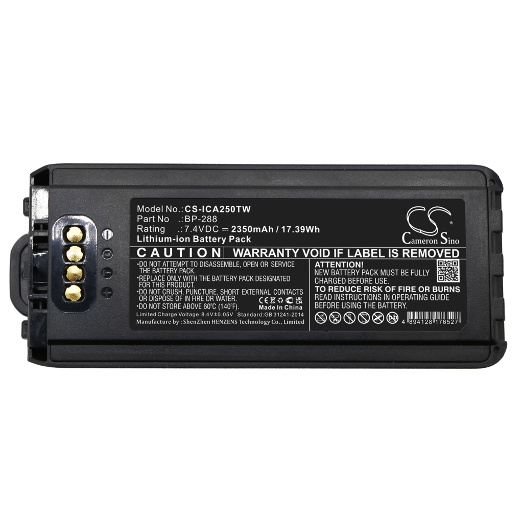 Yhteensopiva akun vaihto Icom BP-288