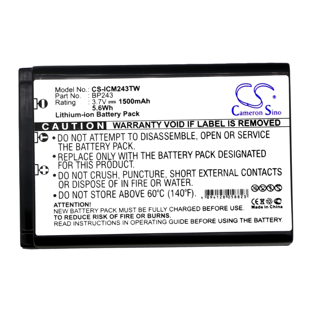 Yhteensopiva akun vaihto Icom BP-243