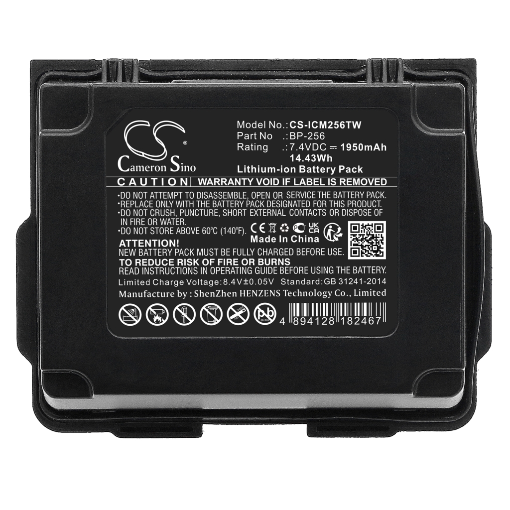 Yhteensopiva akun vaihto Icom BP-256
