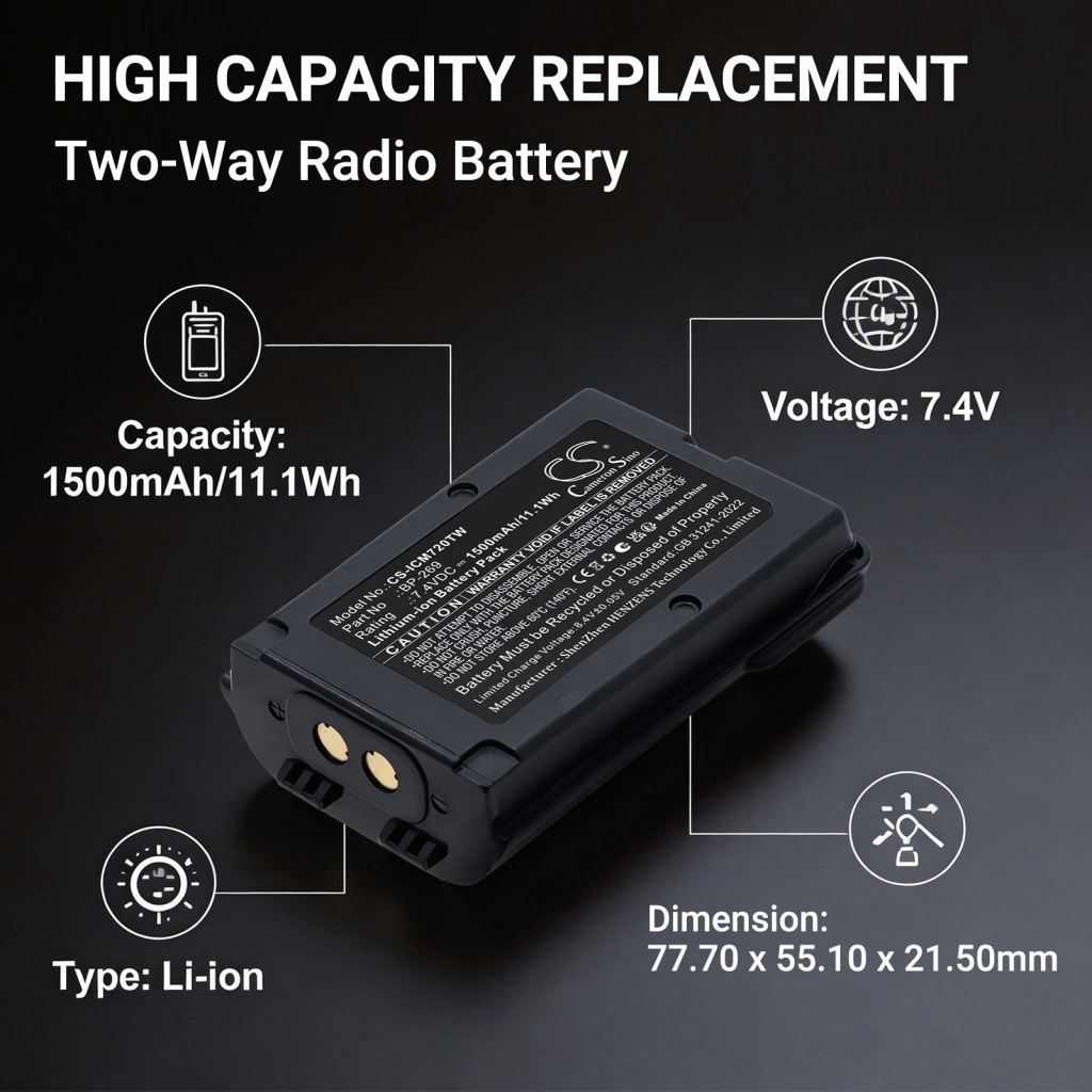 Akku yhteensopiva Icom CS-ICM720TW