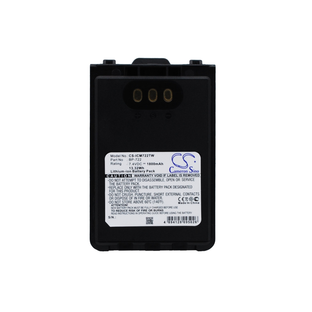 Yhteensopiva akun vaihto Icom BP-722