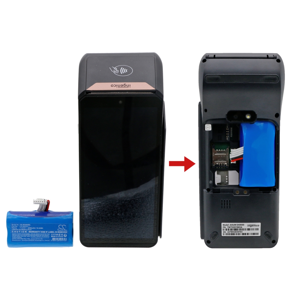 Maksupäätteen akku Ingenico CS-IDX800BL