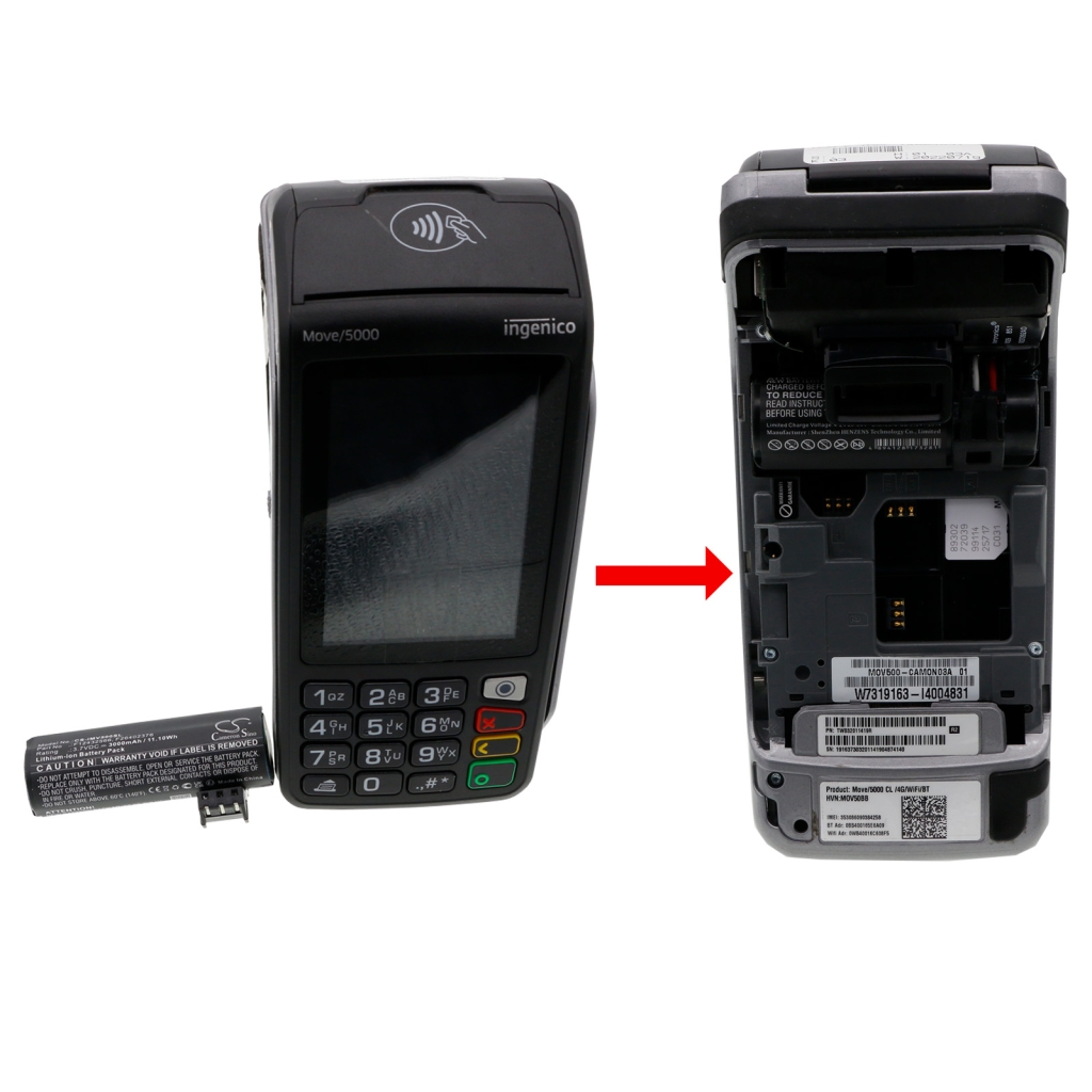 Maksupäätteen akku Ingenico Move 5000 (CS-IMV500SL)