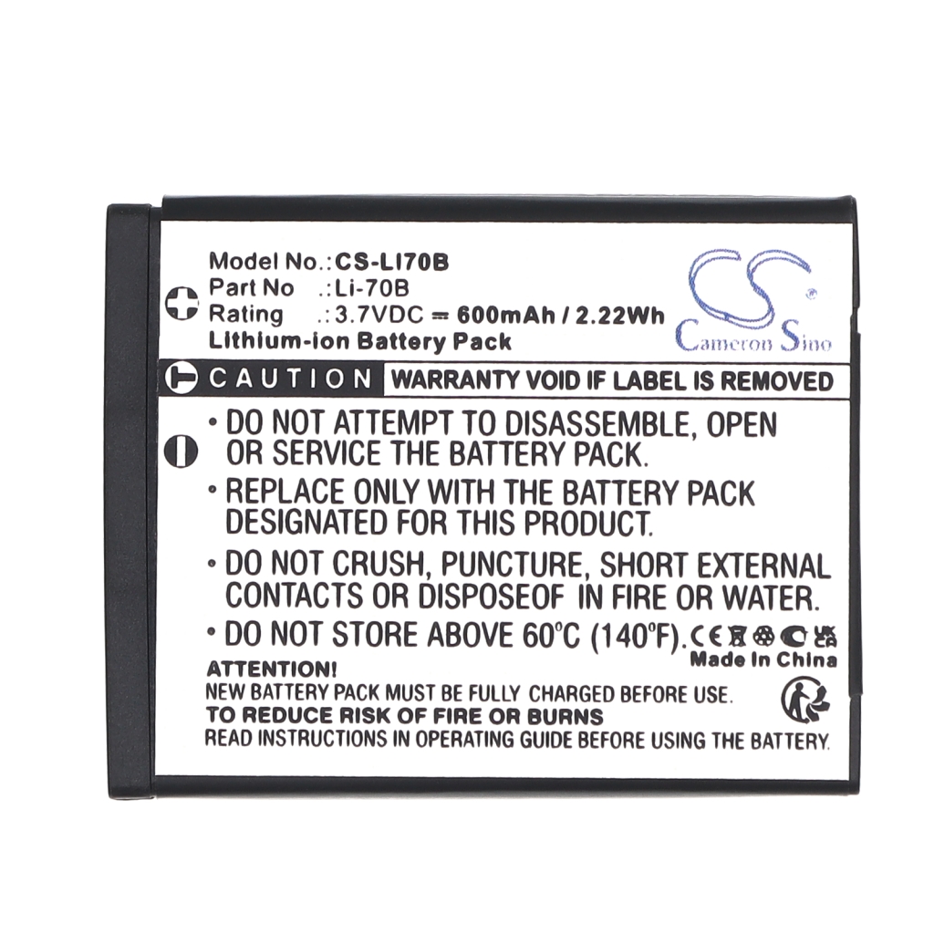 Yhteensopiva akun vaihto Olympus LI-70B