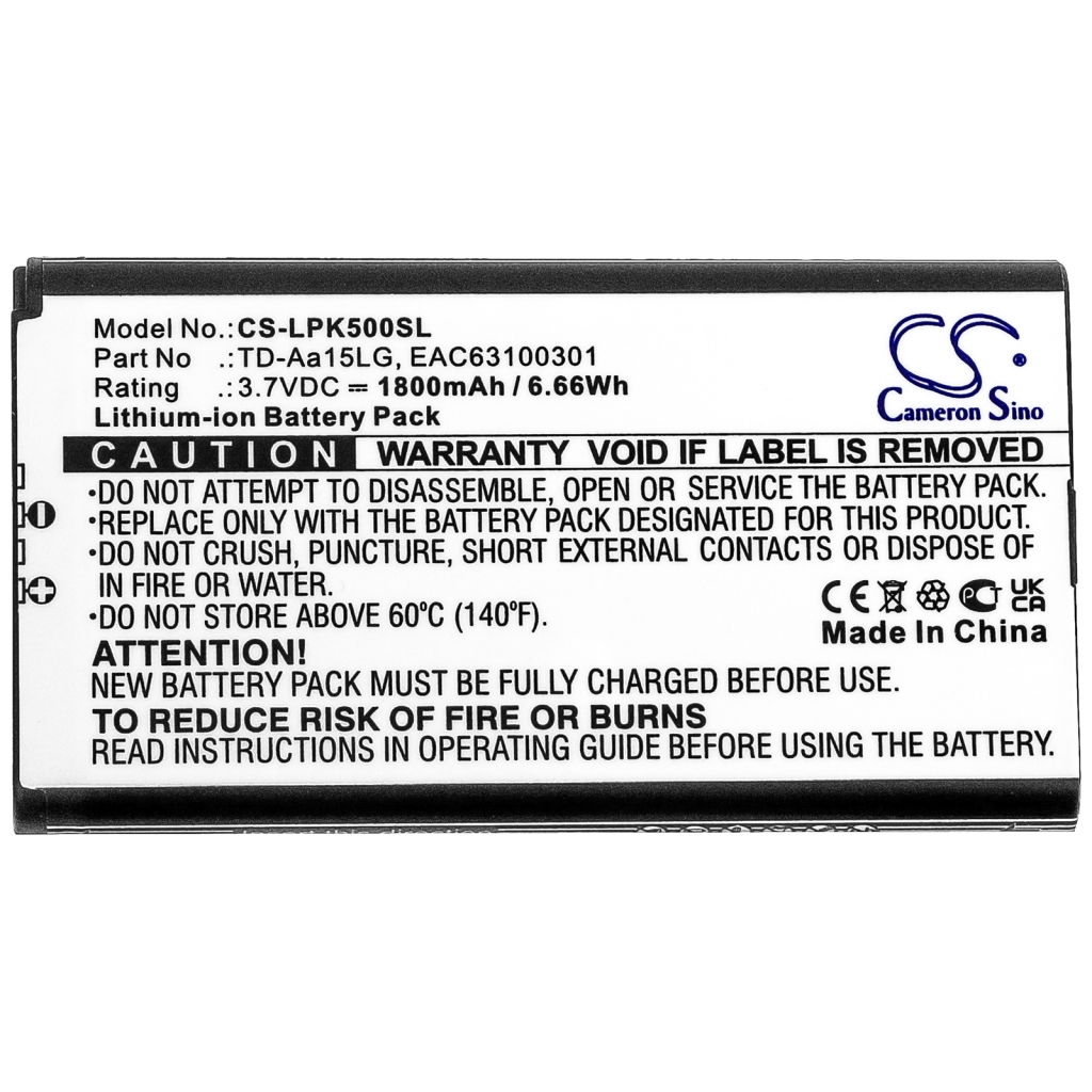 Yhteensopiva akun vaihto LG EAC63100301,TD-AA15LG