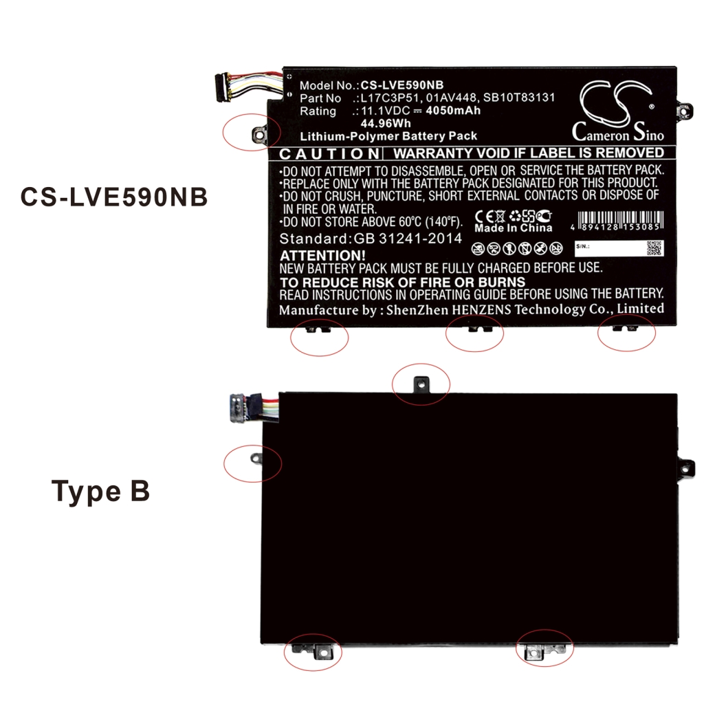 Kannettavan tietokoneen akku Lenovo CS-LVE590NB