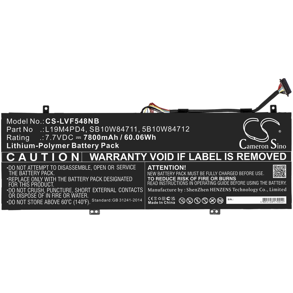 Yhteensopiva akun vaihto LENOVO 5B10W84712,L19M4PD4,SB10W84711
