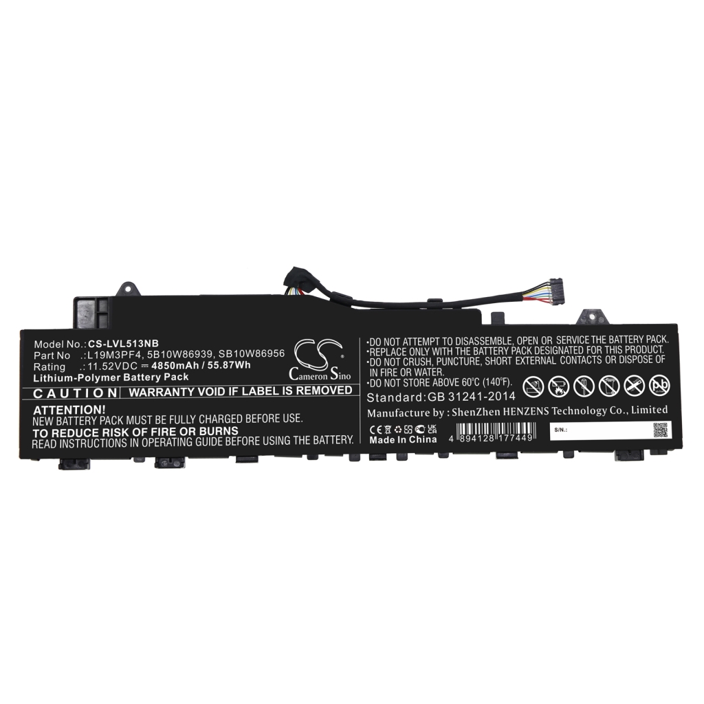 Yhteensopiva akun vaihto LENOVO 5B10W86939,L19M3PF4,SB10W86956