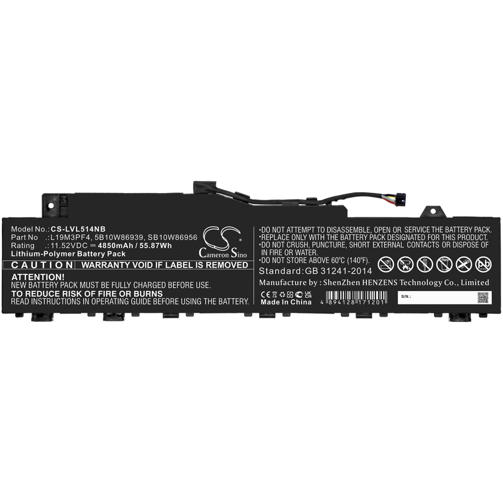 Yhteensopiva akun vaihto LENOVO 5B10W86939,L19M3PF4,SB10W86956