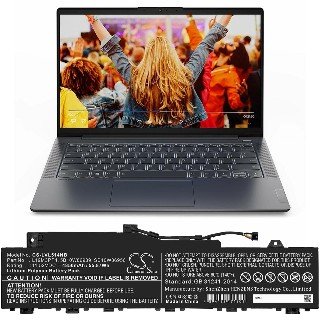 Yhteensopiva akun vaihto LENOVO 5B10W86939,L19M3PF4,SB10W86956