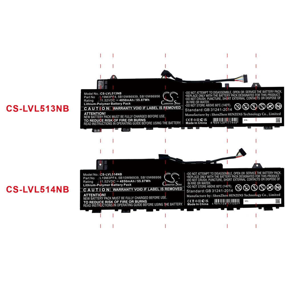 Yhteensopiva akun vaihto LENOVO 5B10W86939,L19M3PF4,SB10W86956