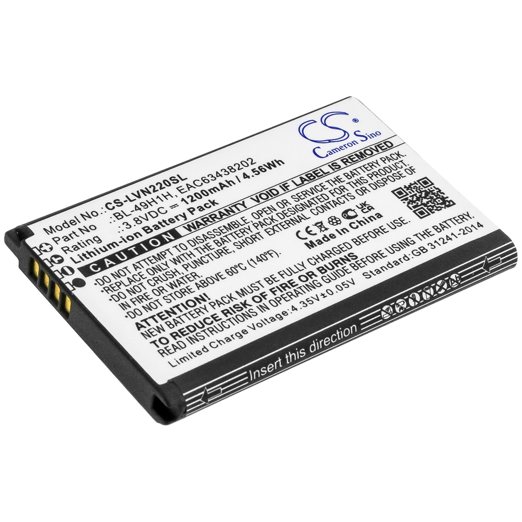 Yhteensopiva akun vaihto LG BL-49H1H,EAC63438202