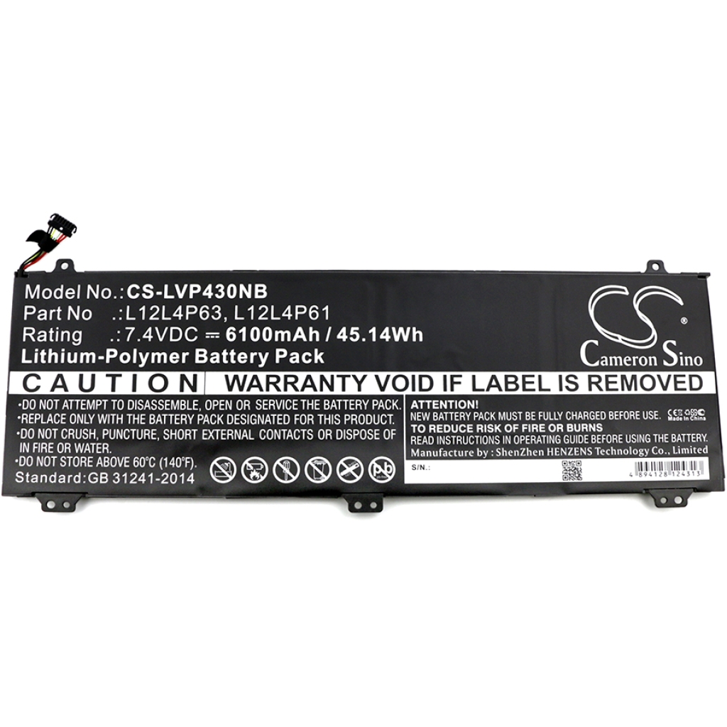 Yhteensopiva akun vaihto LENOVO L12L4P61,L12L4P63,L12M4P61