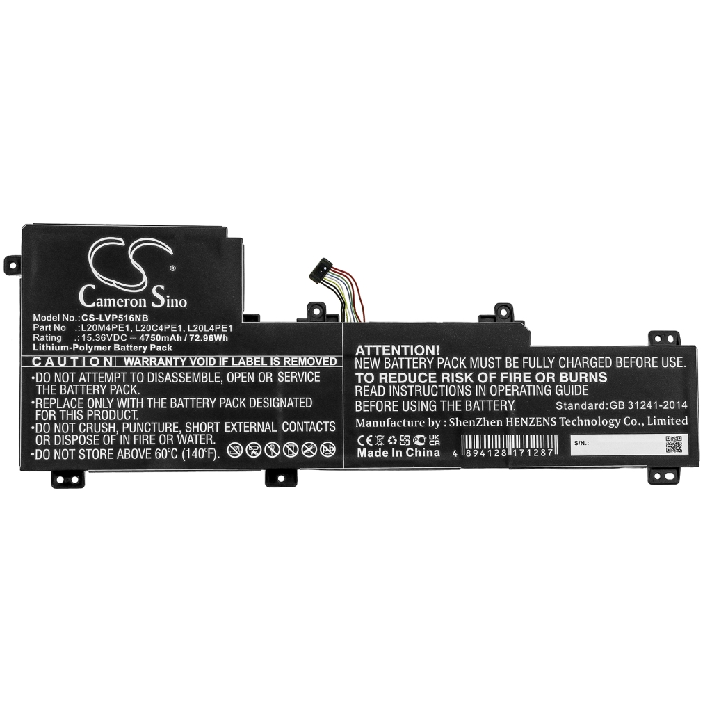 Yhteensopiva akun vaihto LENOVO L20C4PE1,L20L4PE1,L20M4PE1