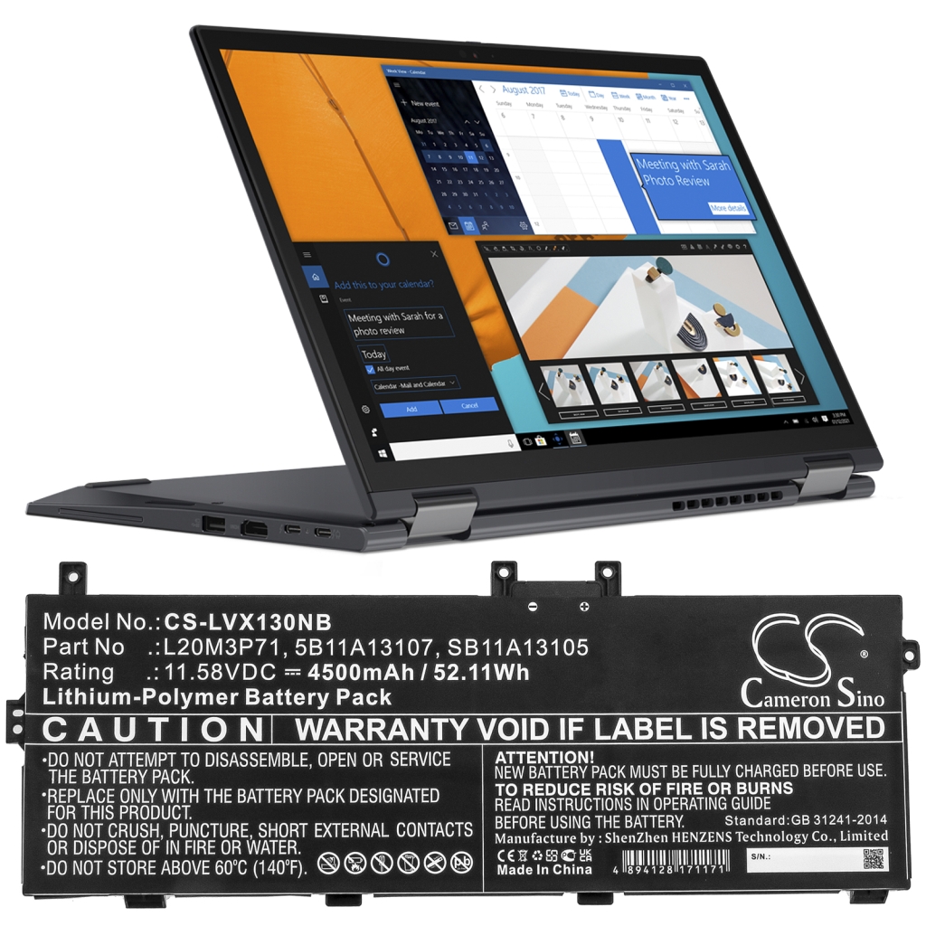 Yhteensopiva akun vaihto LENOVO 5B11A13107,L20M3P71,SB11A13105