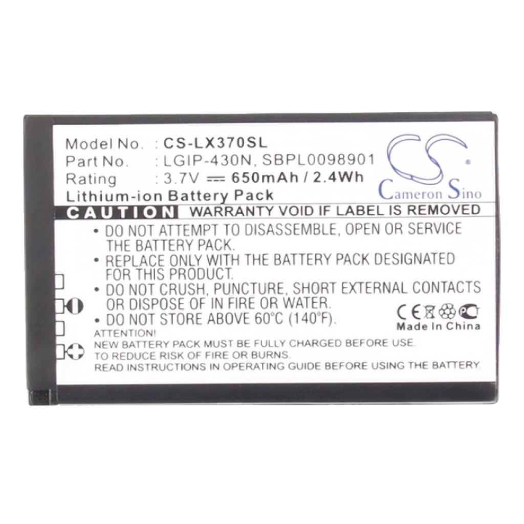 Yhteensopiva akun vaihto LG LGIP-430N,SBPL0098901