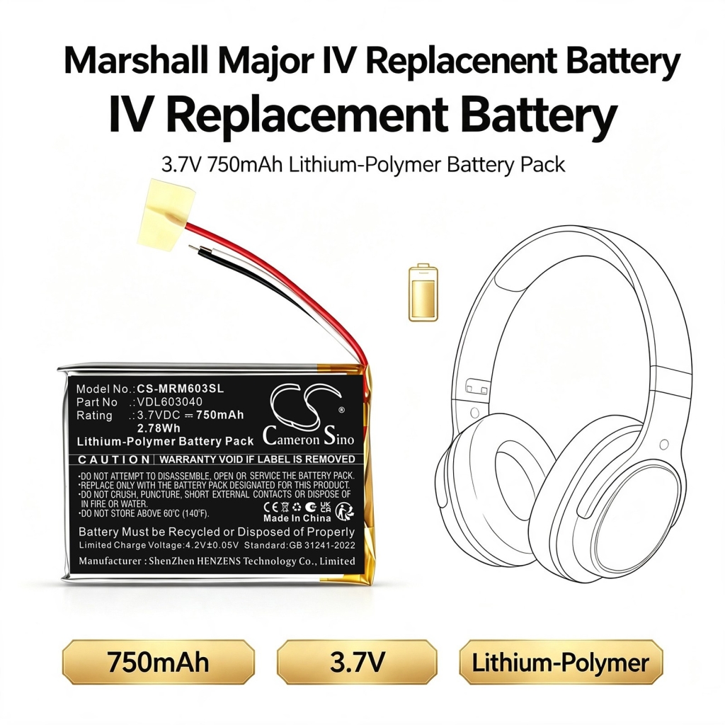 Akku yhteensopiva Marshall CS-MRM603SL