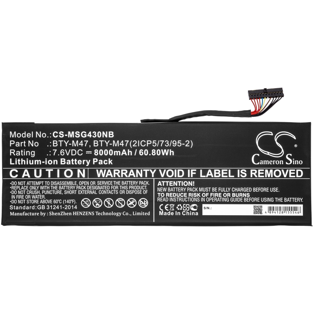 Kannettavan tietokoneen akku MSI CS-MSG430NB