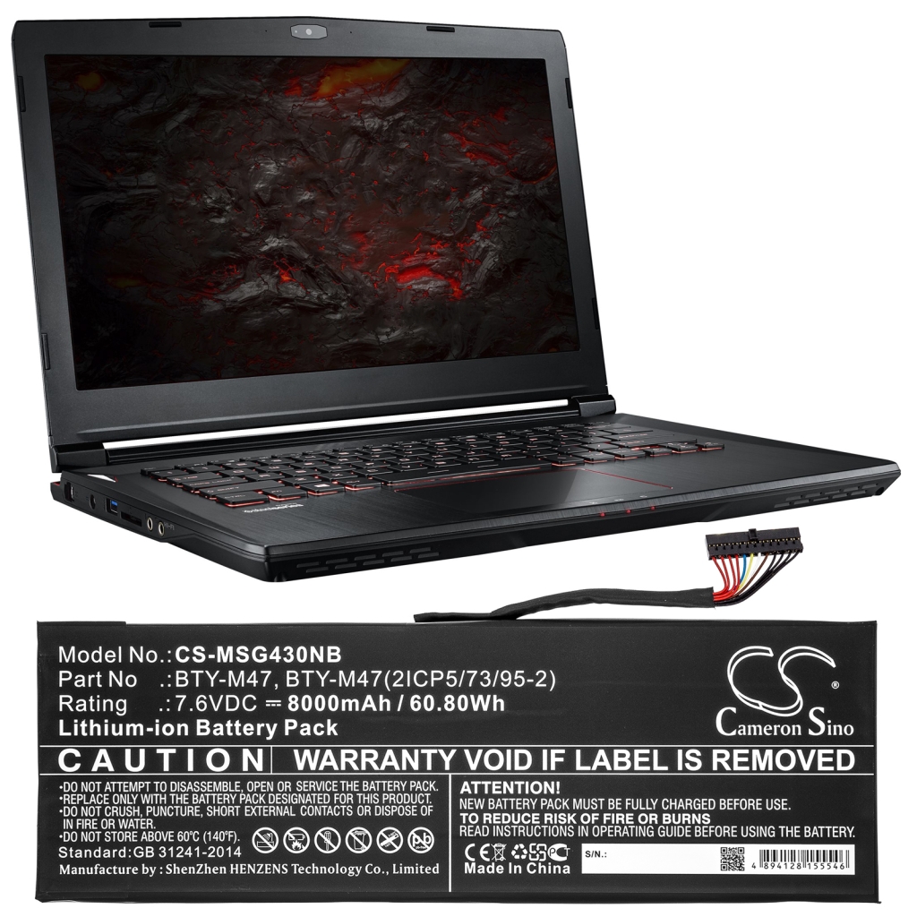 Kannettavan tietokoneen akku MSI CS-MSG430NB