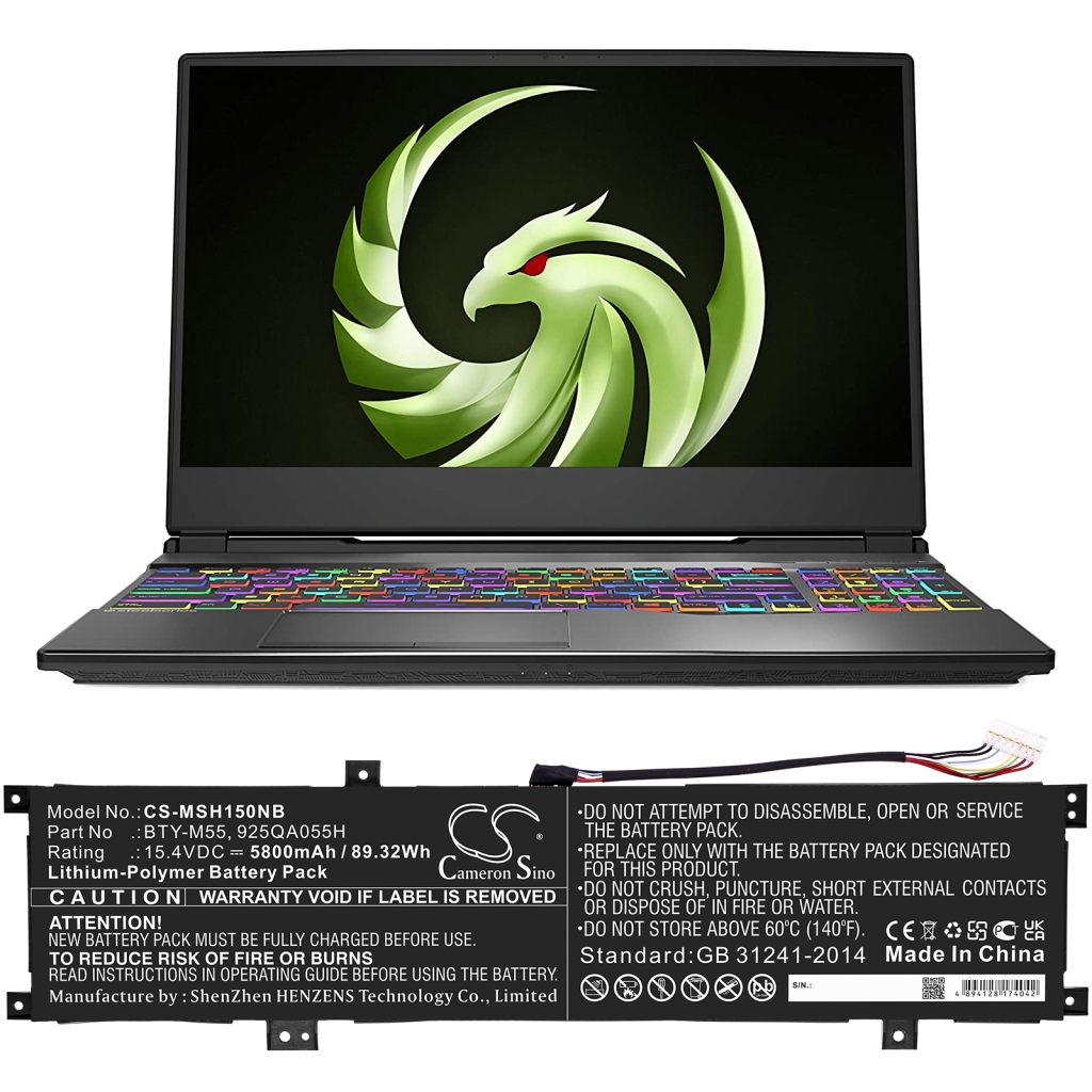 Yhteensopiva akun vaihto MSI 925QA055H,BTY-M55