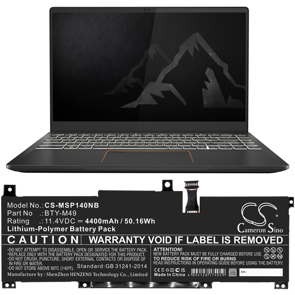 Yhteensopiva akun vaihto MSI BTY-M49