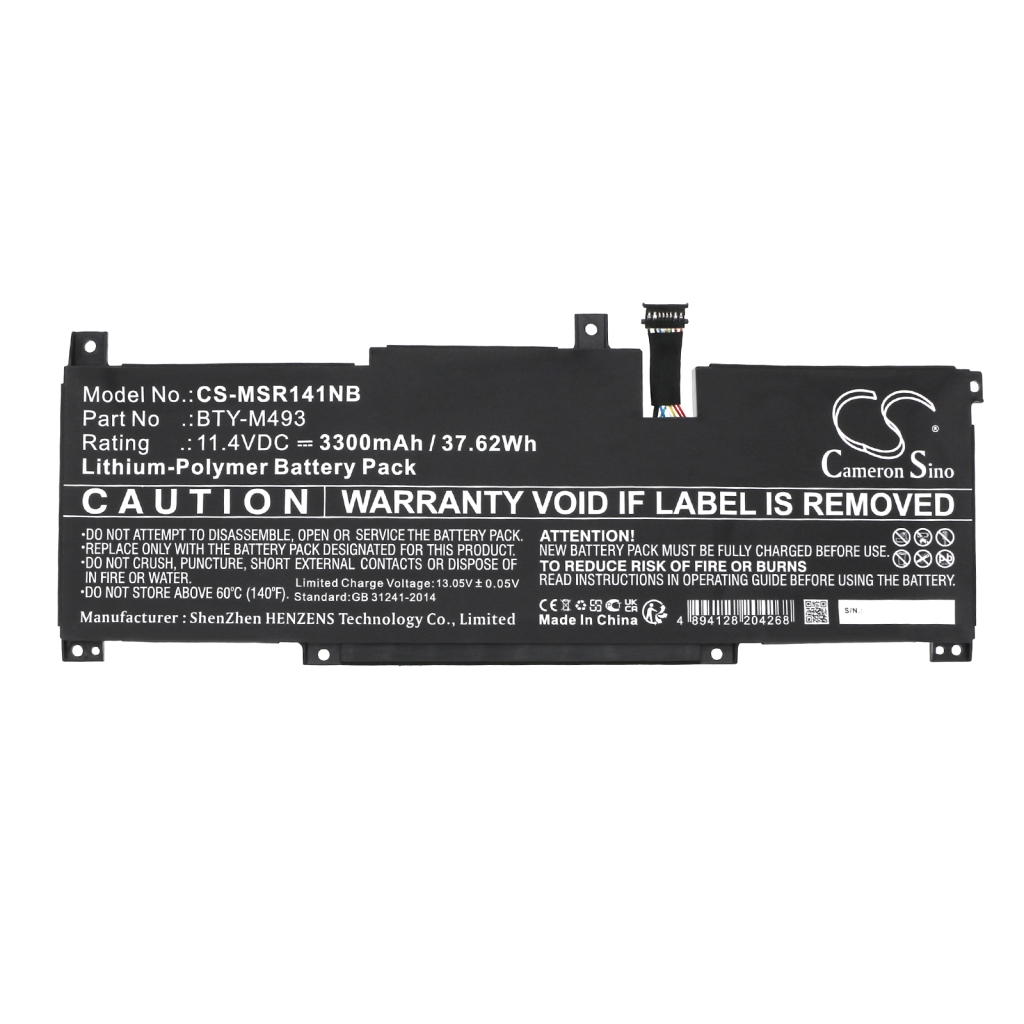 Yhteensopiva akun vaihto MSI BTY-M493