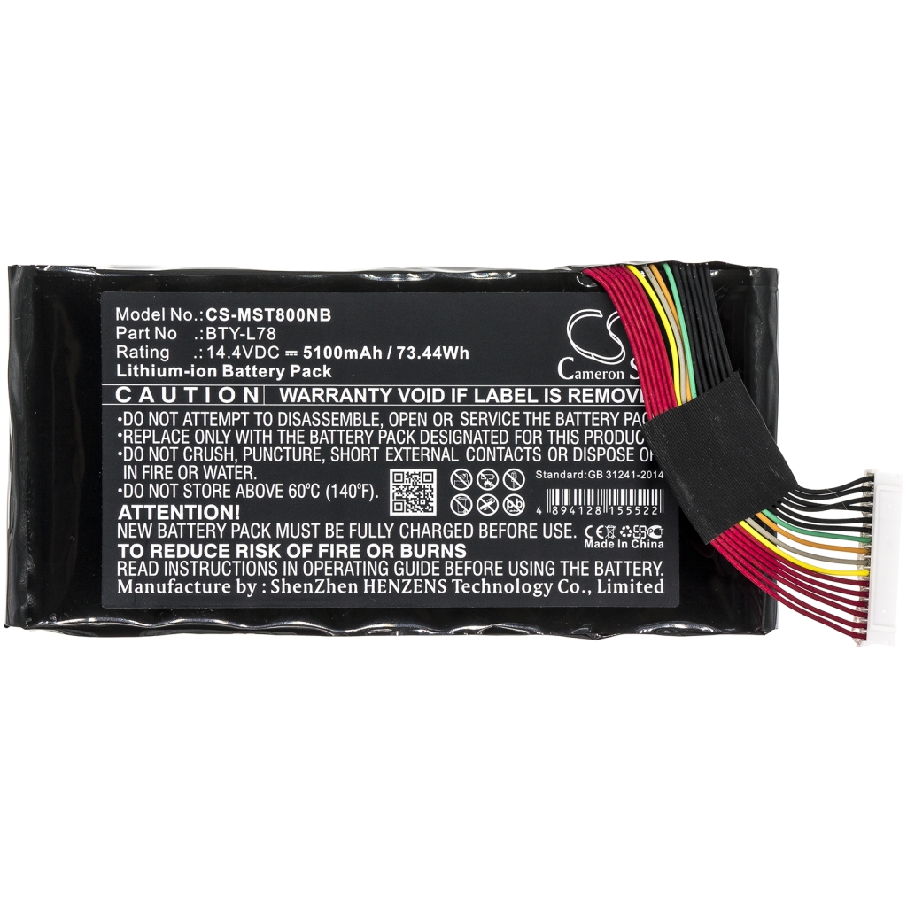 Yhteensopiva akun vaihto MSI BTY-L78