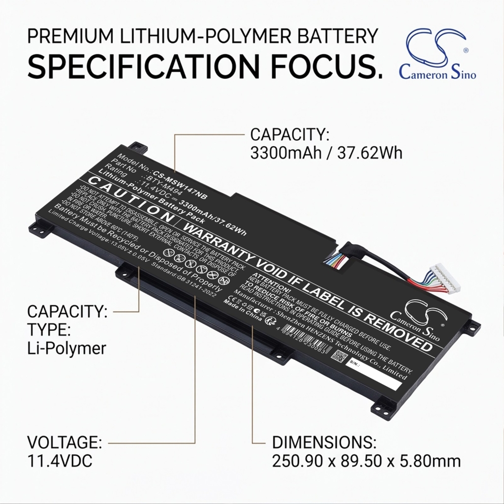 Battery compatible with MSI