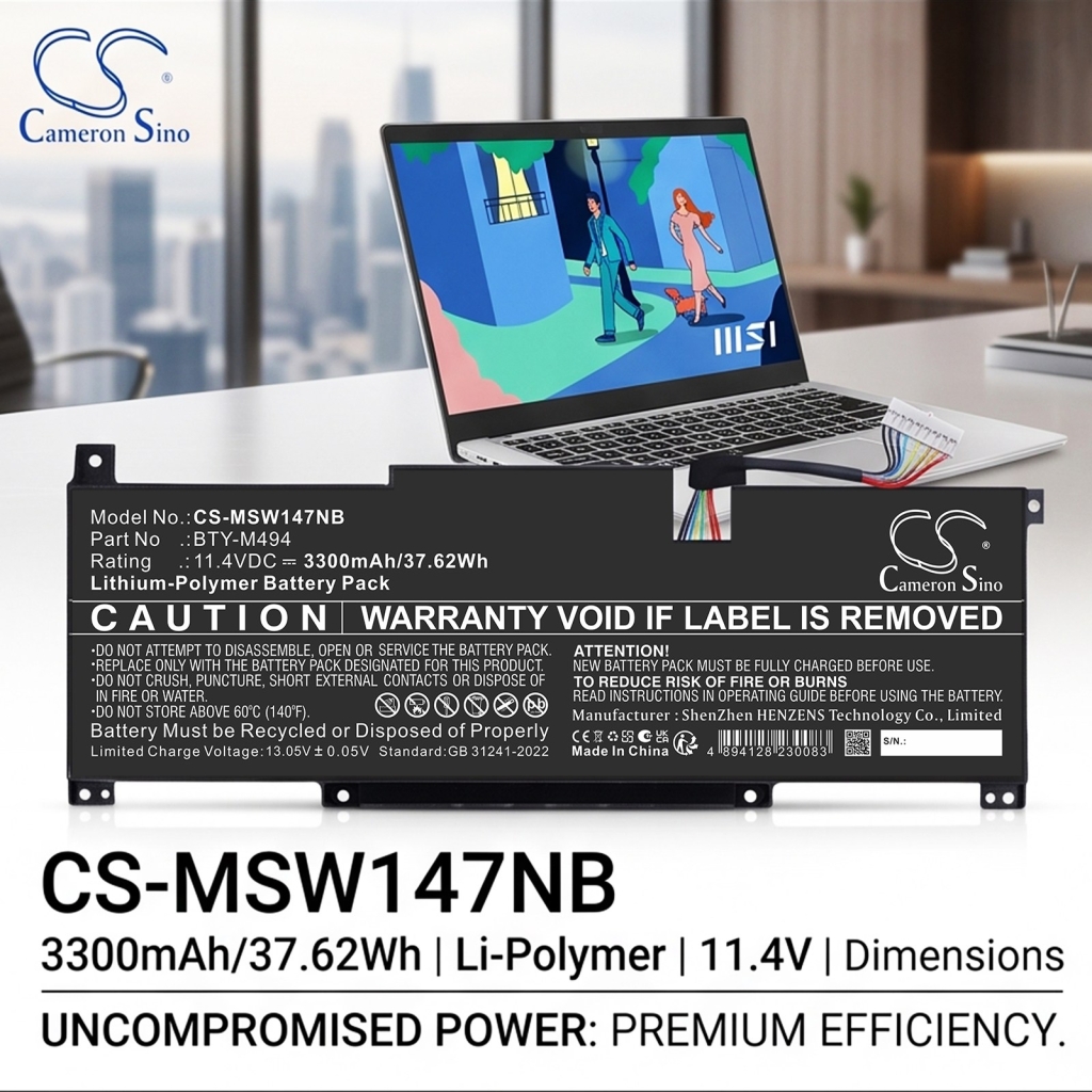 Battery compatible with MSI