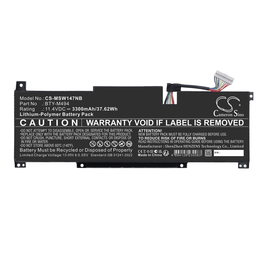 Battery compatible with MSI