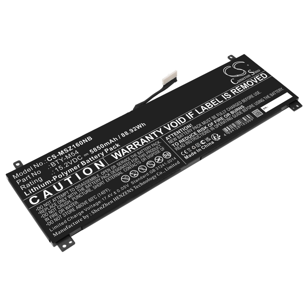 Yhteensopiva akun vaihto MSI BTY-M54