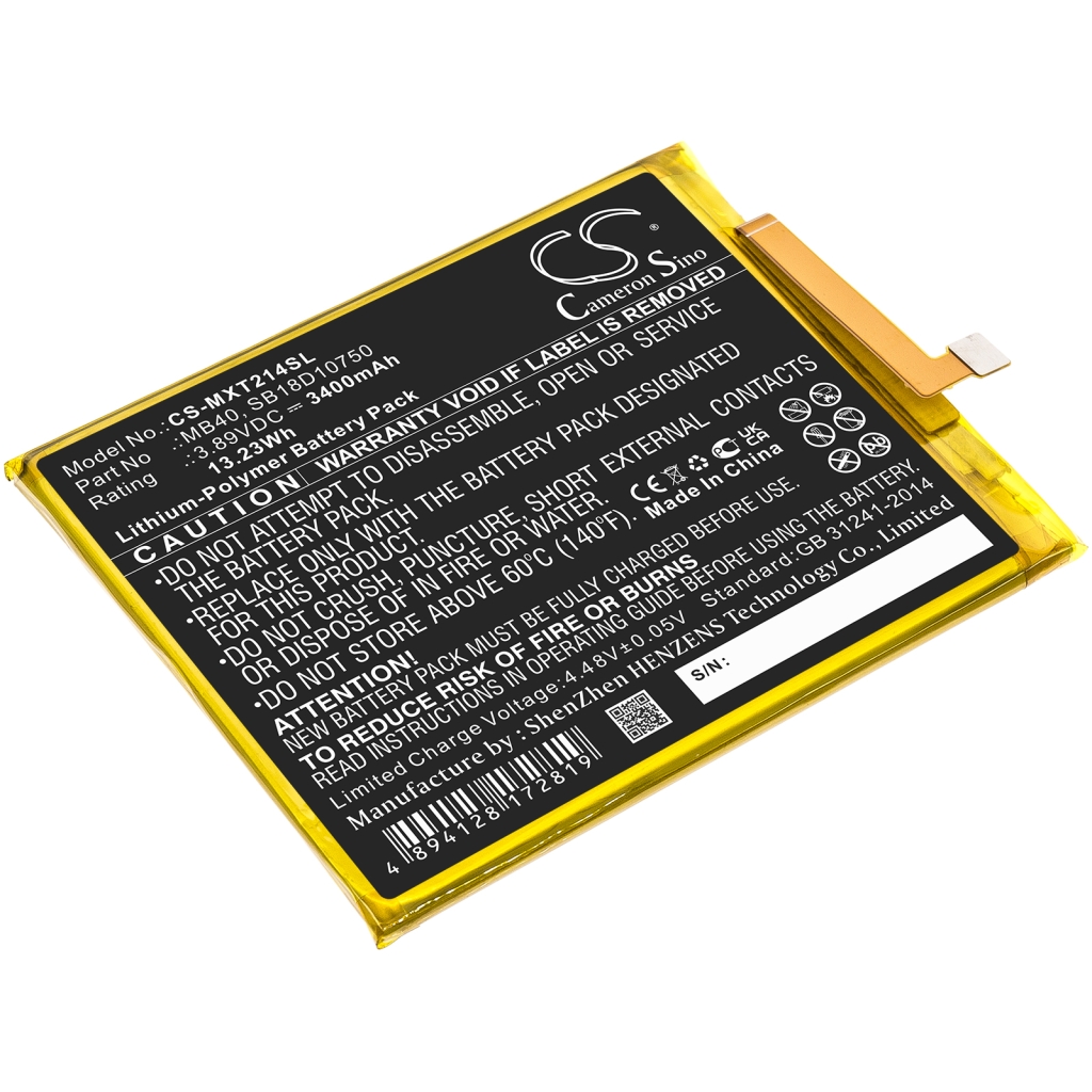 Yhteensopiva akun vaihto Motorola MB40,SB18D10750