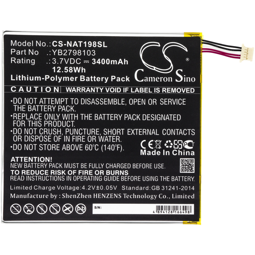 Akut Tabletin akku CS-NAT198SL