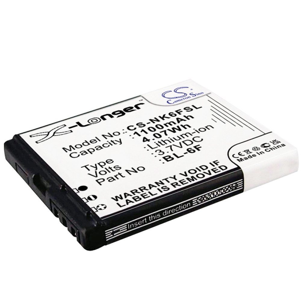 Yhteensopiva akun vaihto Nokia BL-6F,N6F10T