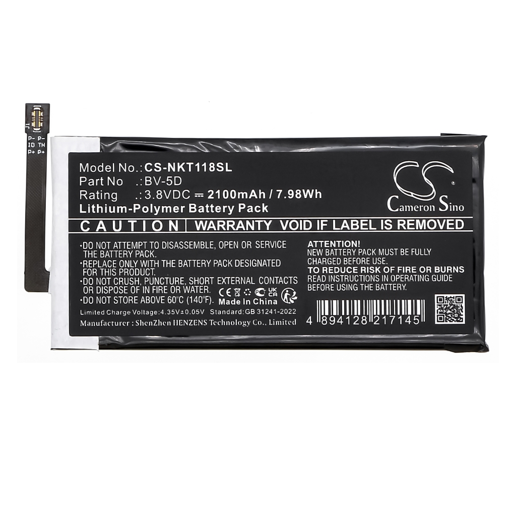 Yhteensopiva akun vaihto Nokia BPCNTBY001B,BV-5D