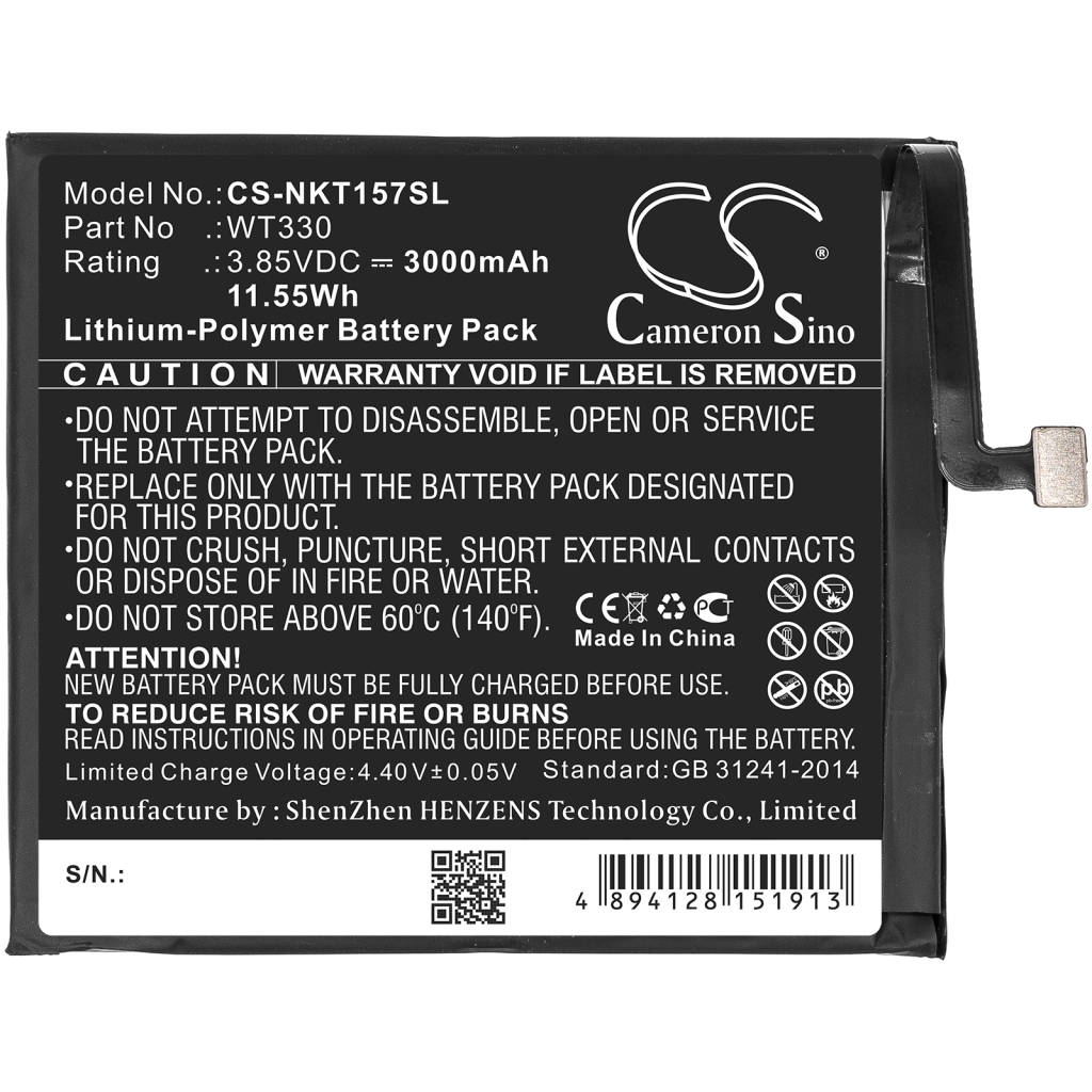 Yhteensopiva akun vaihto Nokia WT330