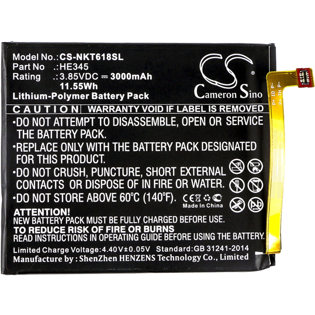 Yhteensopiva akun vaihto Nokia HE345,HE353