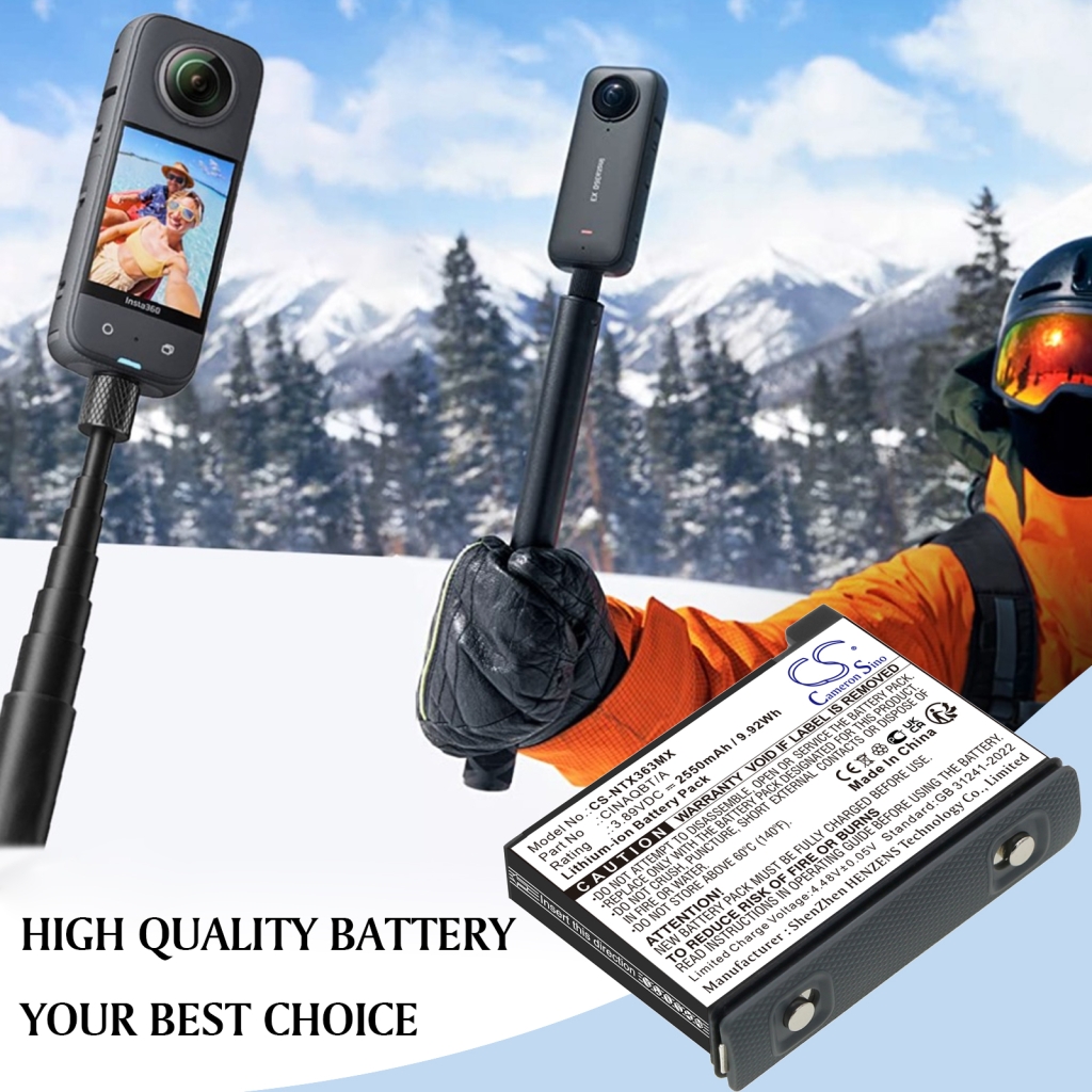 Yhteensopiva akun vaihto Insta360 CINAQBT/A