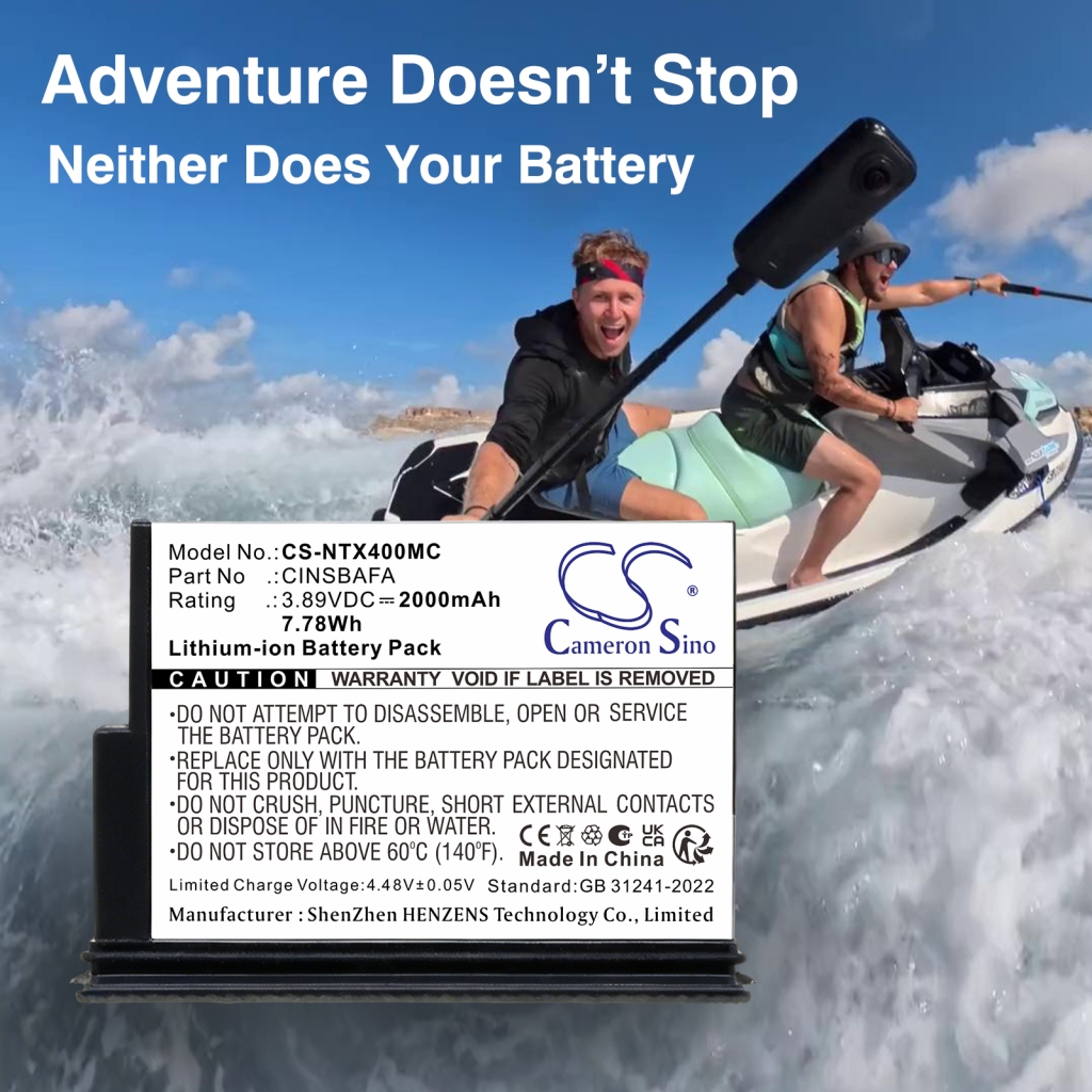 Battery compatible with Insta360 CS-NTX400MC