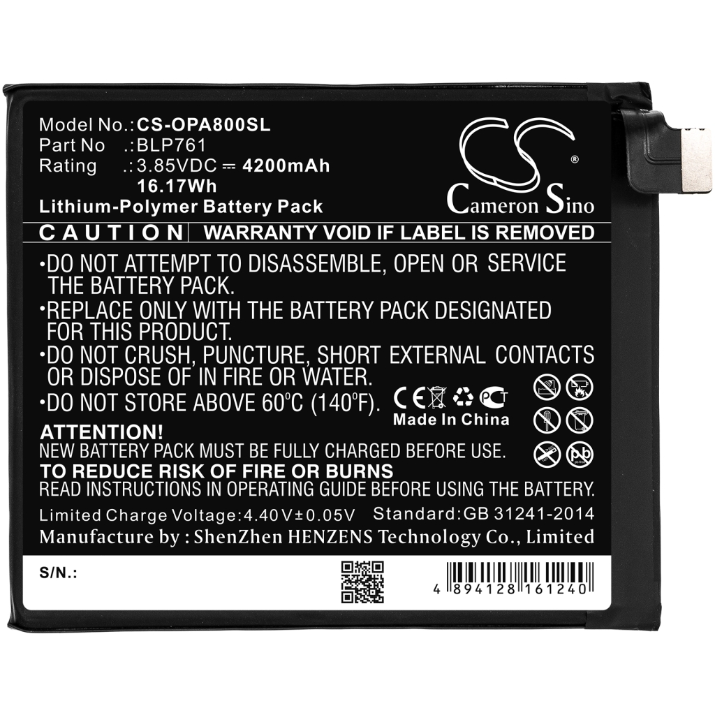 Yhteensopiva akun vaihto Oneplus BLP761