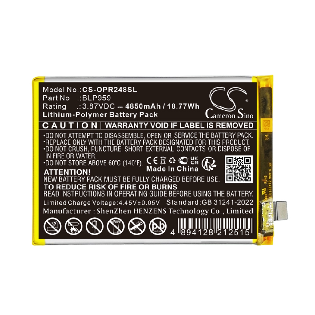 Matkapuhelimen akku OPPO Reno8 T 4G (CS-OPR248SL)