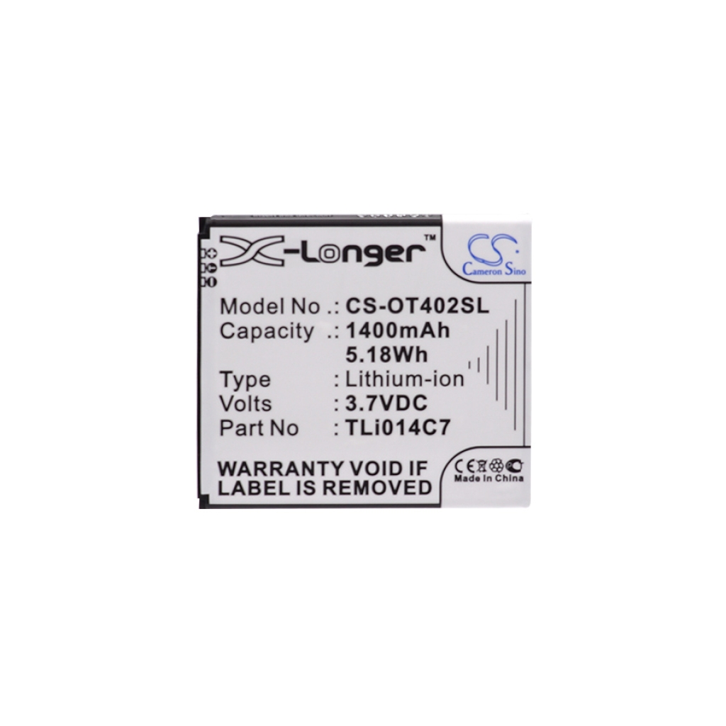 Yhteensopiva akun vaihto Alcatel TLI014C7,TLP020A2