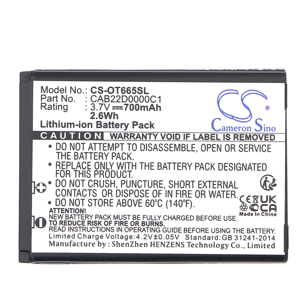 Yhteensopiva akun vaihto Alcatel CAB22B0000C1,CAB22D0000C1