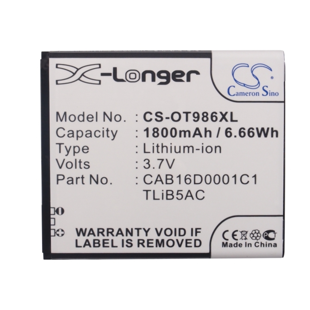 Yhteensopiva akun vaihto Alcatel CAB16D0001C1,CAB16D0003C1,TLIB5AC