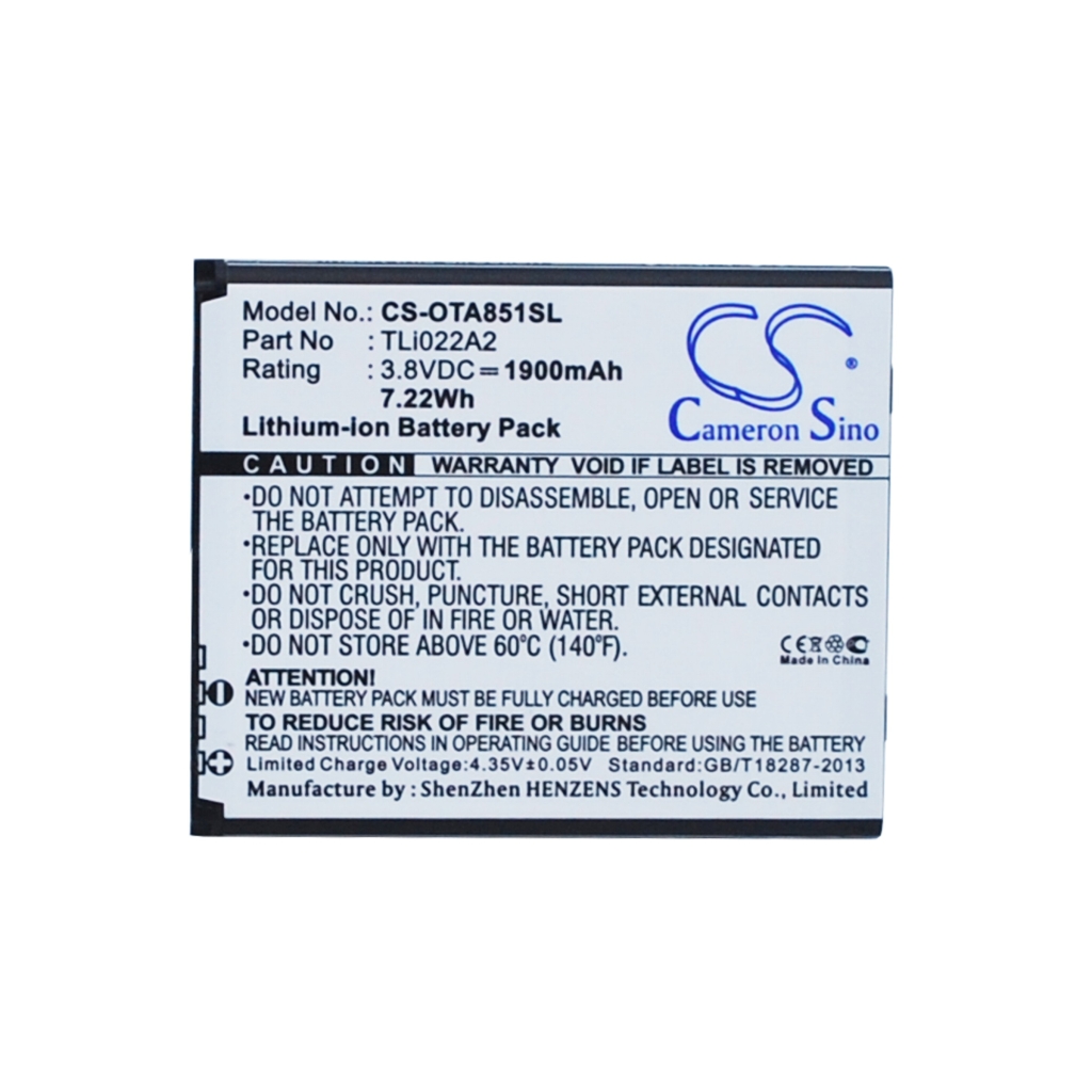 Yhteensopiva akun vaihto Alcatel TLI022A2
