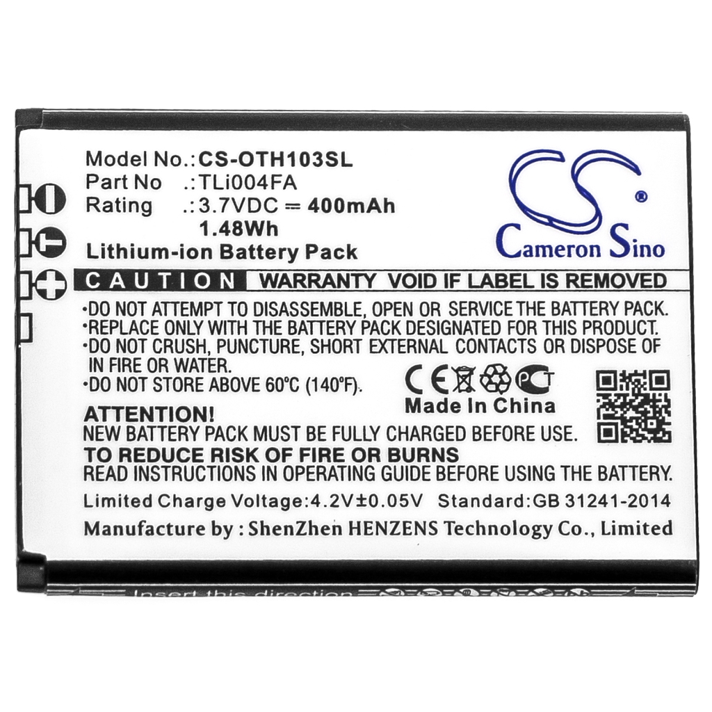 Yhteensopiva akun vaihto Alcatel TLI004FA