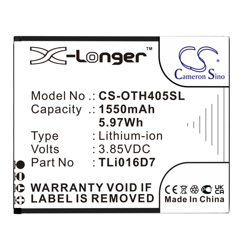 Yhteensopiva akun vaihto Alcatel TLI016D7